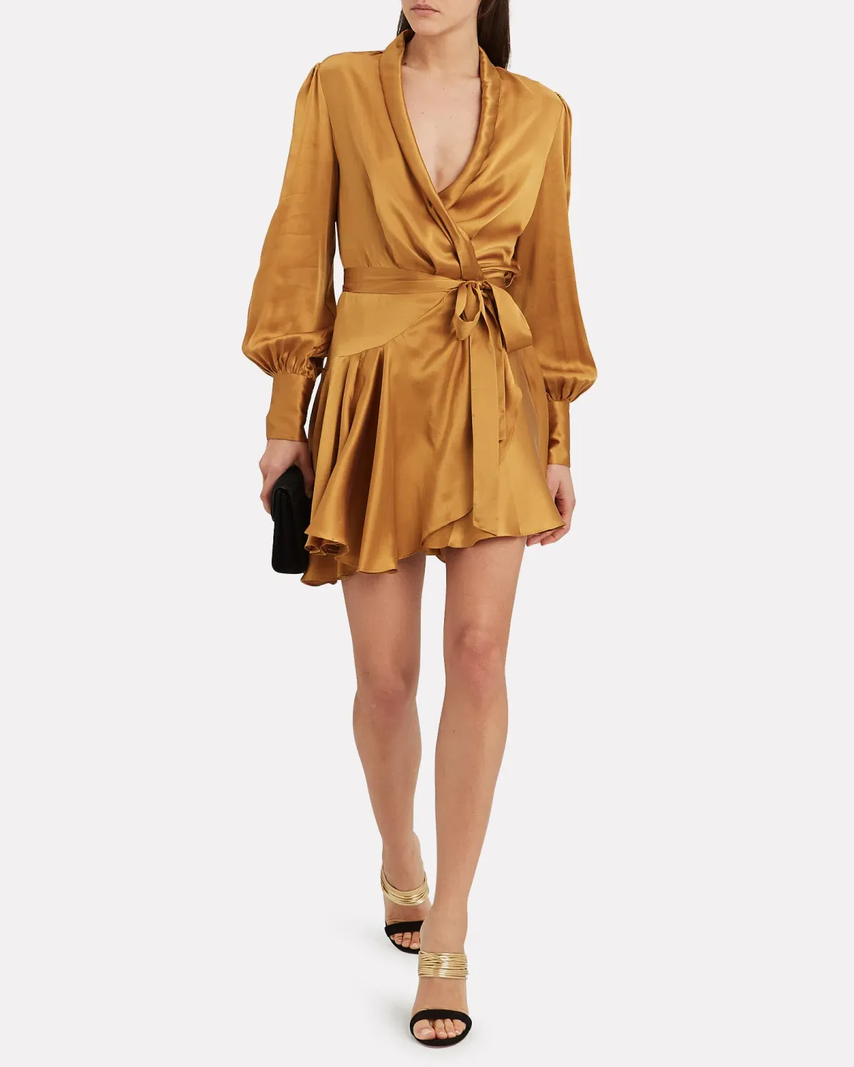 Zimmermann Silk Wrap Mini Dress Gold Size 0 AUS 8 - Image 1