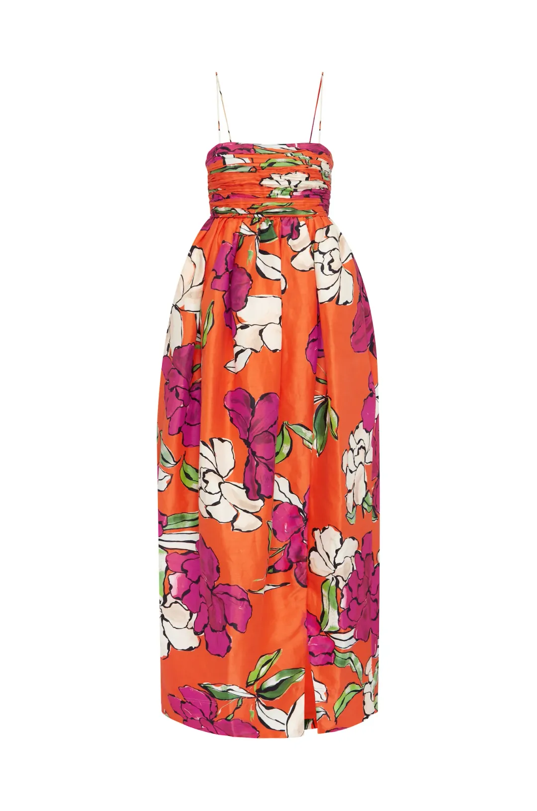 Aje Monument Tulip Vivid Camellia Maxi Dress Orange Floral Linen Size AU 6 for rent on The Volte - main image