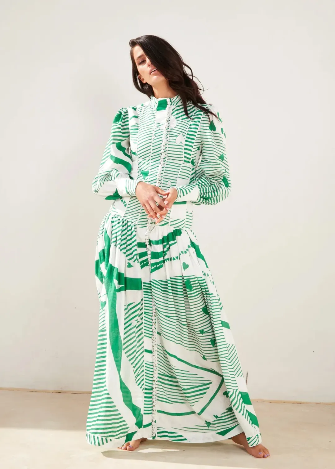 Mackenzie Mode Button Me Up Maxi Dress Green With Envy Size 14 for rent on The Volte - main image