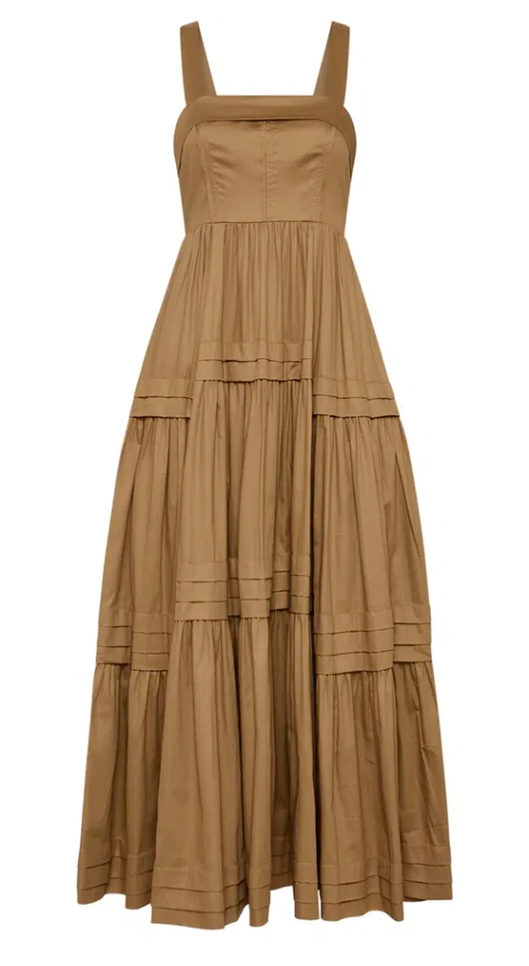 Aje Sophie Tiered Midi Dress Brown Size 10 for rent on The Volte - main image