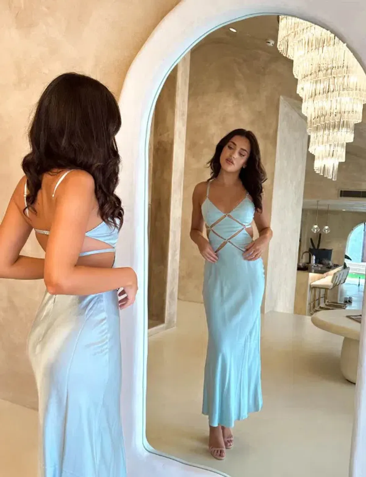 Bec & Bridge Diamond Strap Maxi Dress in Cloud Blue Size 8 - Image 4