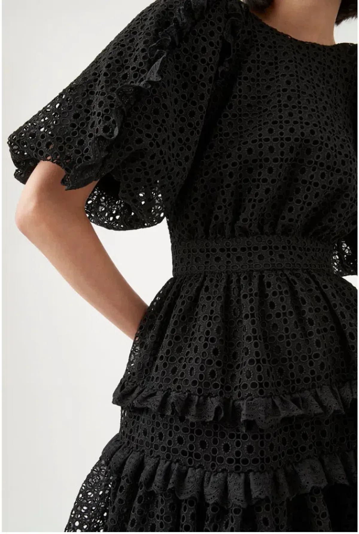 Aje Aveline Broderie Mini Dress Black Size 8 - Image 4