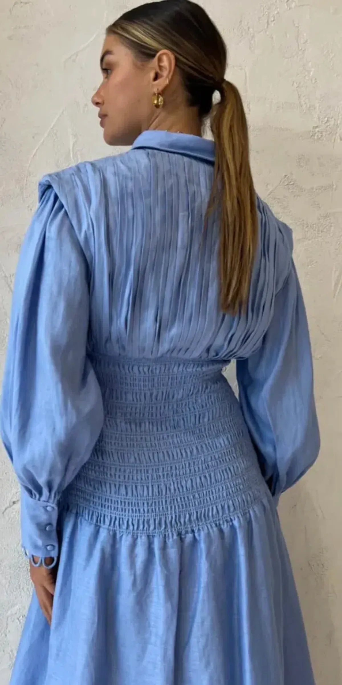 Saint Armont Contre Moi Maxi Shirt Dress Blue Size 6 - Image 3