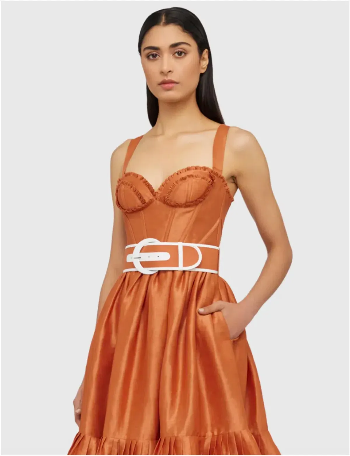 Leo Lin The Suffolk Bustier Dress Cinnamon Orange Size AU 8 - Image 2