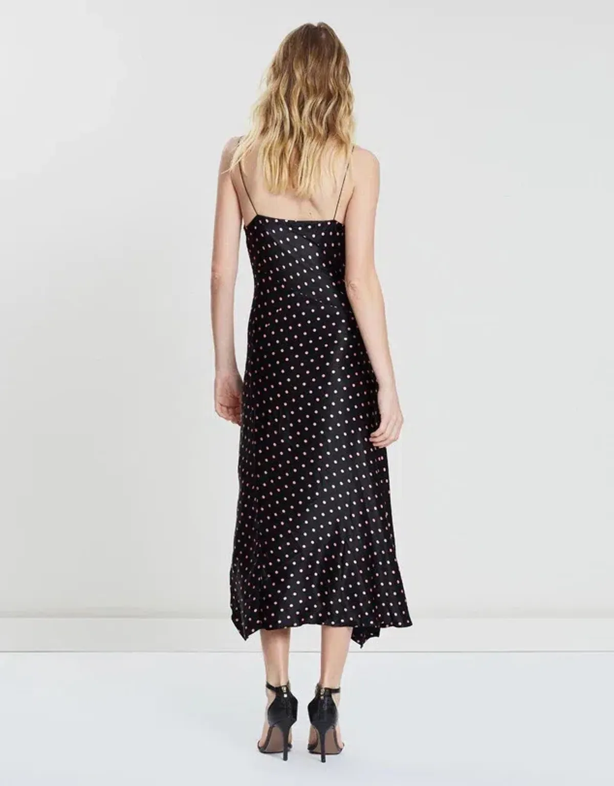Bec & Bridge Kylie Polka Dot Satin Midi Slip Dress Black AU 6  - Image 2