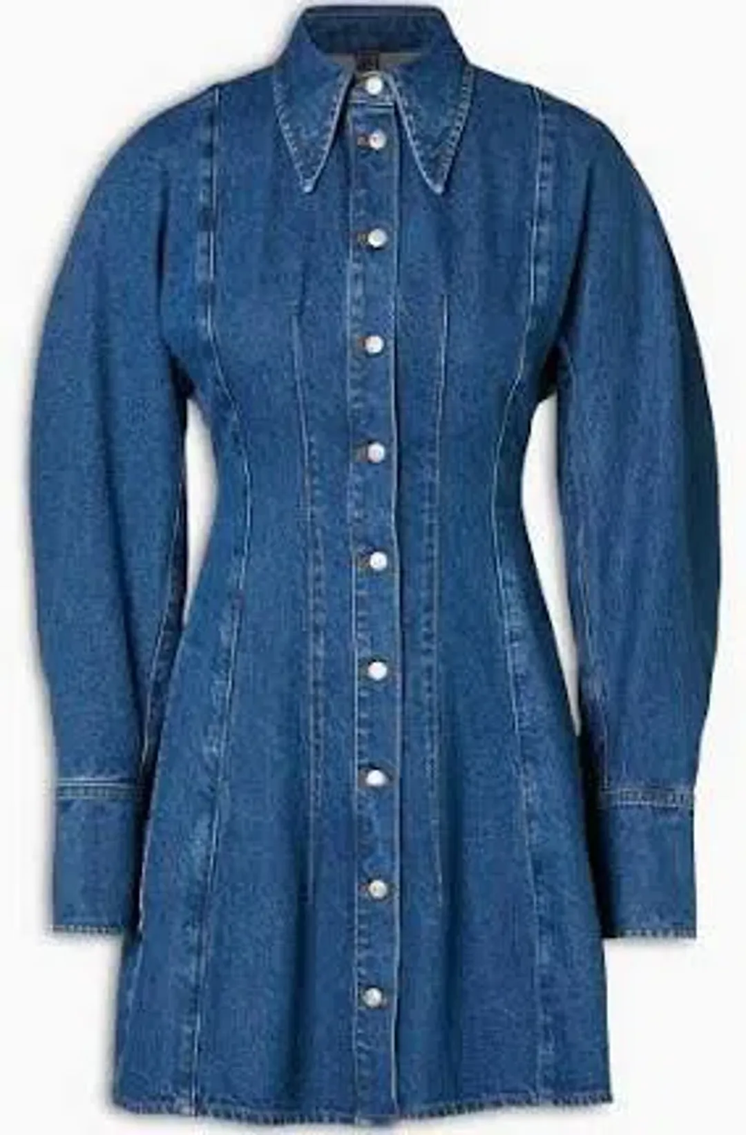 Scanlan Theodore Denim Cocoon Sleeve Mini Dress Blue Size AU 10 for rent on The Volte - main image