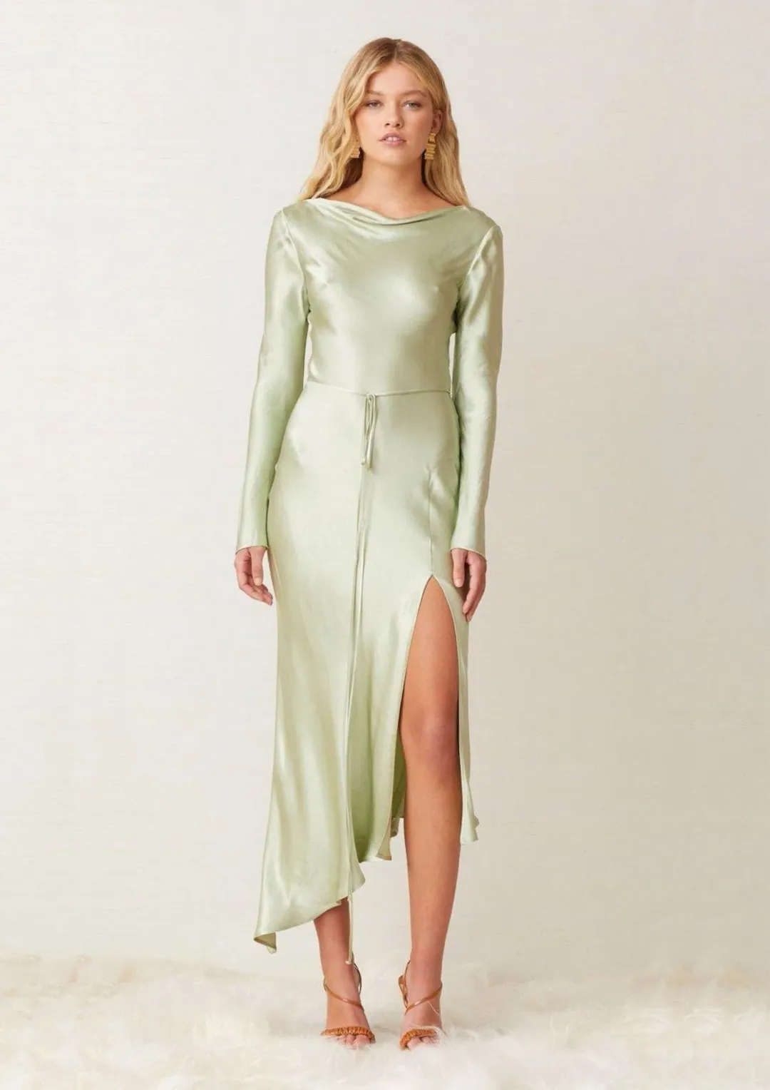 Bec & Bridge Crest Long Sleeve Midi Dress Peppermint Green Size AU 8 for rent on The Volte - main image
