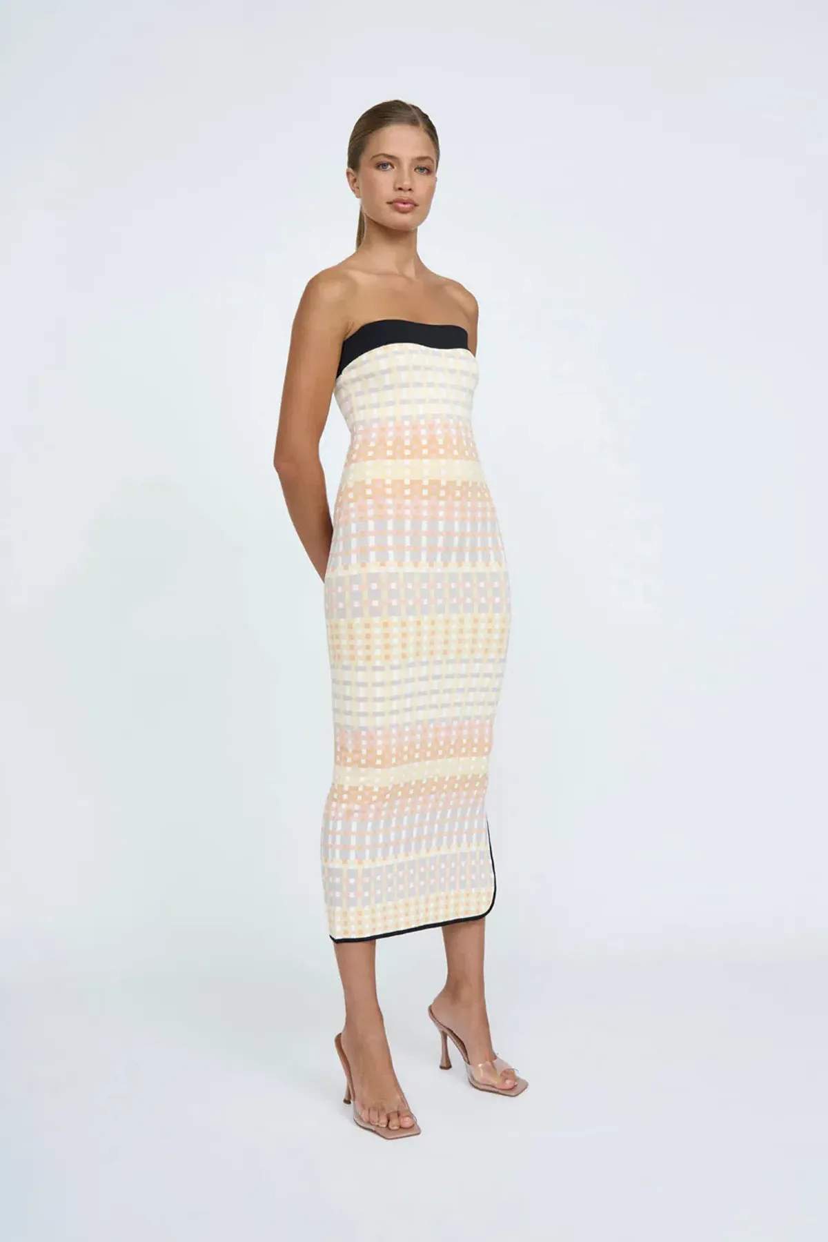 By Johnny Gia Geo Knit Midi Dress Multi Size AU 10 - Image 1