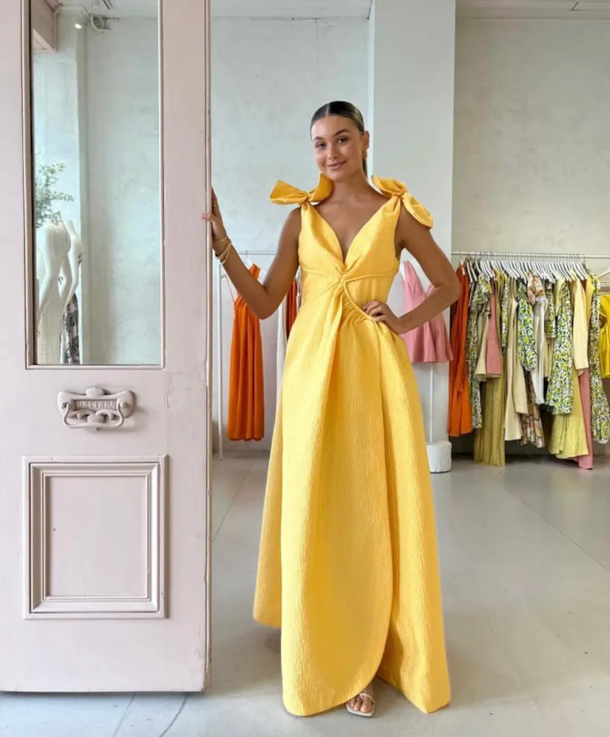 Rachel Gilbert Emiliano Gown Yellow Size AU 8 - Image 5