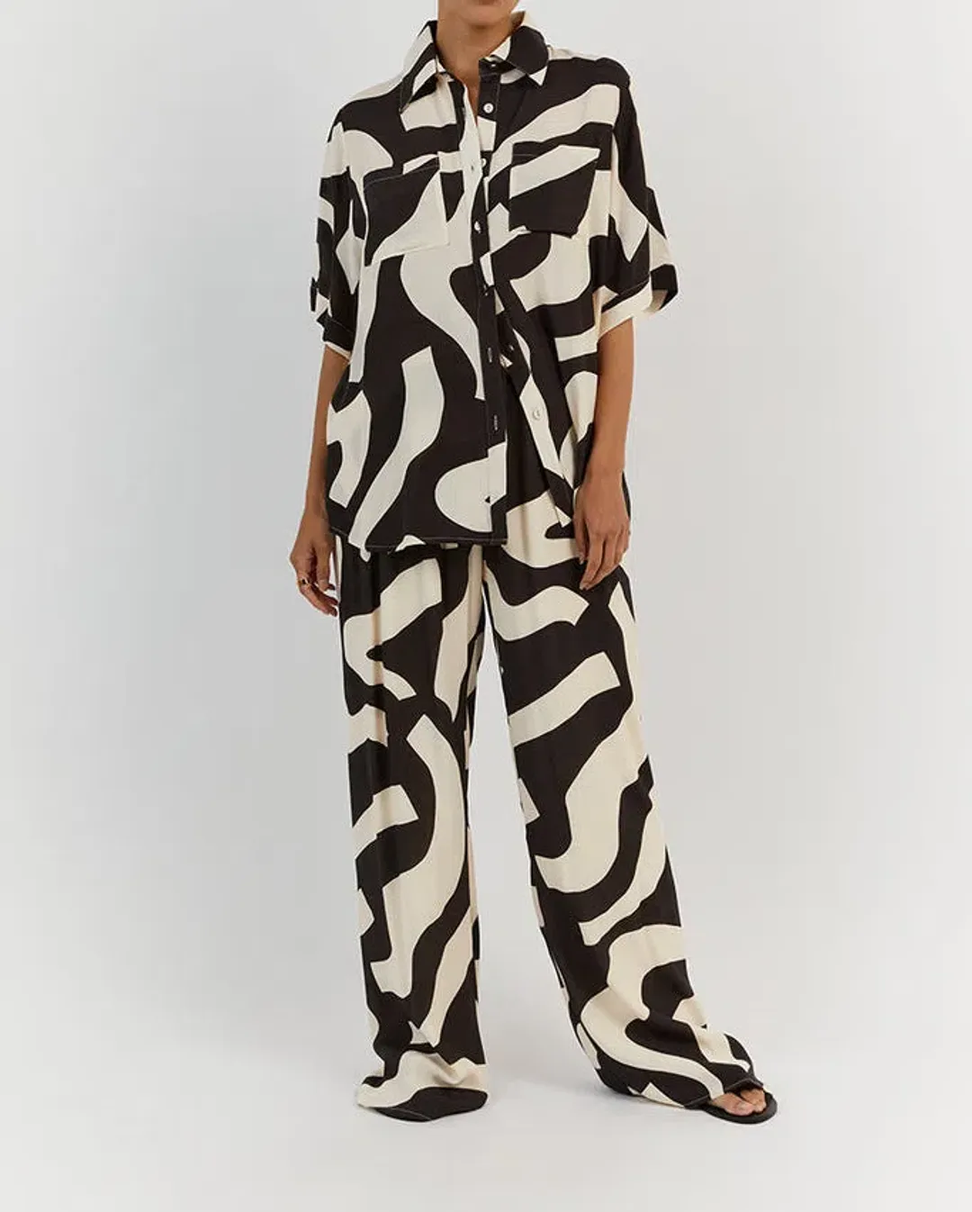 Dissh Nina Vacation Shirt Size 6 and Drawstring Pants Size 10 Set Print for rent on The Volte - main image