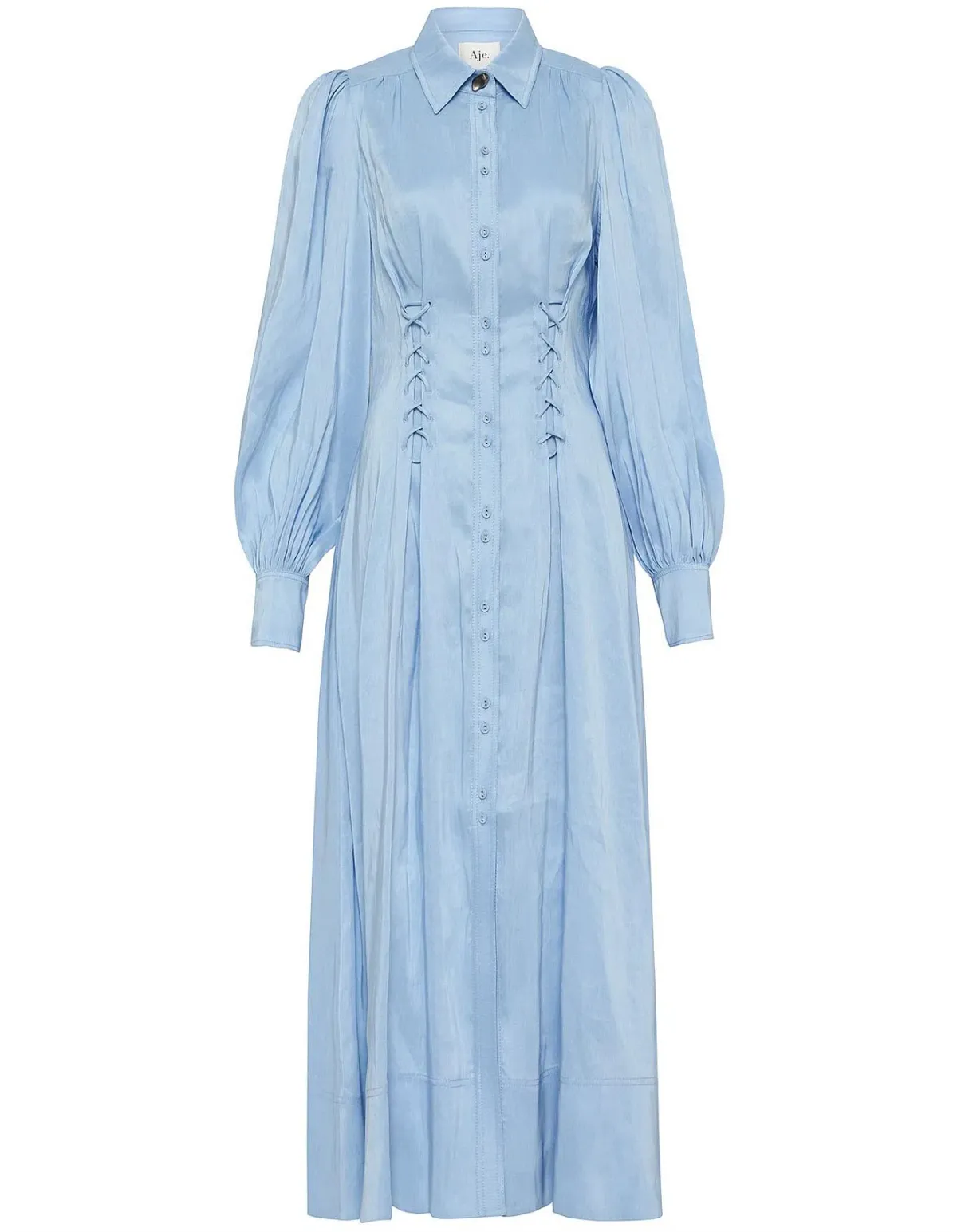 Aje Ephemera Lace Up Shirt Dress in Powder Blue Size 12 - Image 3