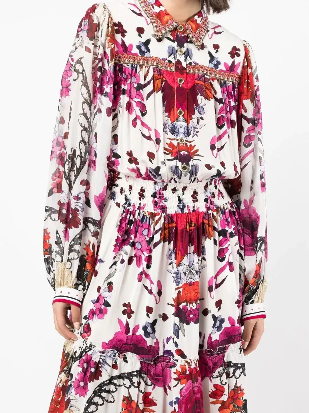 Camilla Button Through Tiered Dress Reign Of Roses Size L / Au 14 for rent on The Volte - main image
