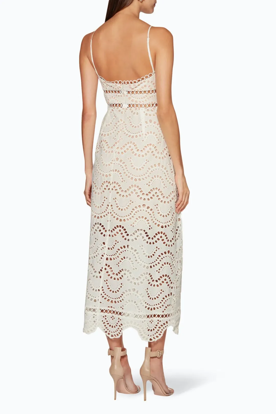 Zimmermann Jaya Wave Bodice Midi Dress Neutral Ivory Size 8 for rent on The Volte - main image