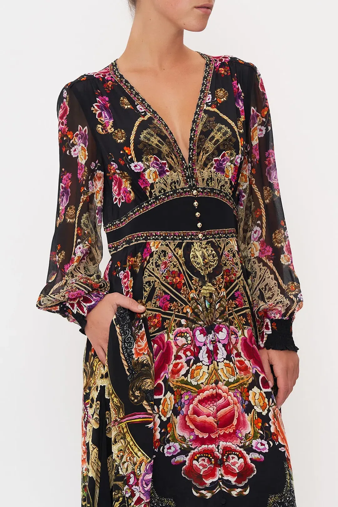 Camilla Button Dress With Shaped Waistband Dance With Duende Size XL / Au 16 for rent on The Volte - main image