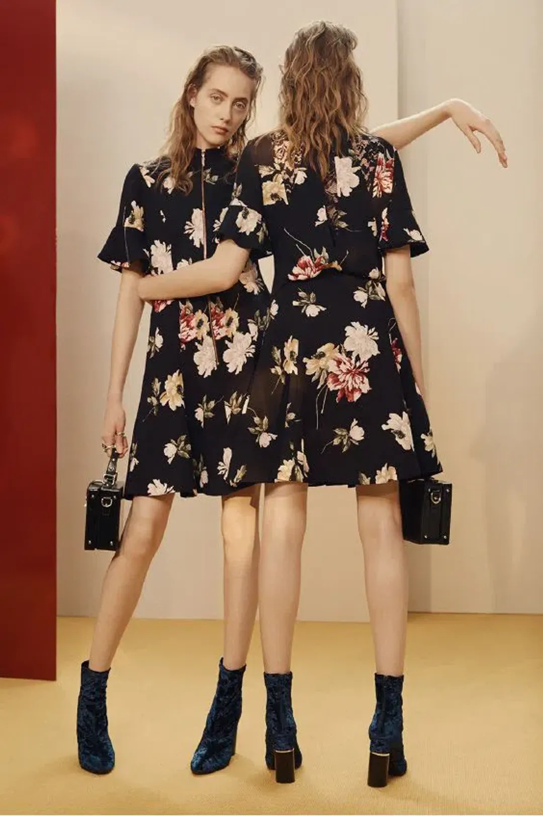 Cue Watercolour Floral Lace Back Dress Size 6 for rent on The Volte - main image