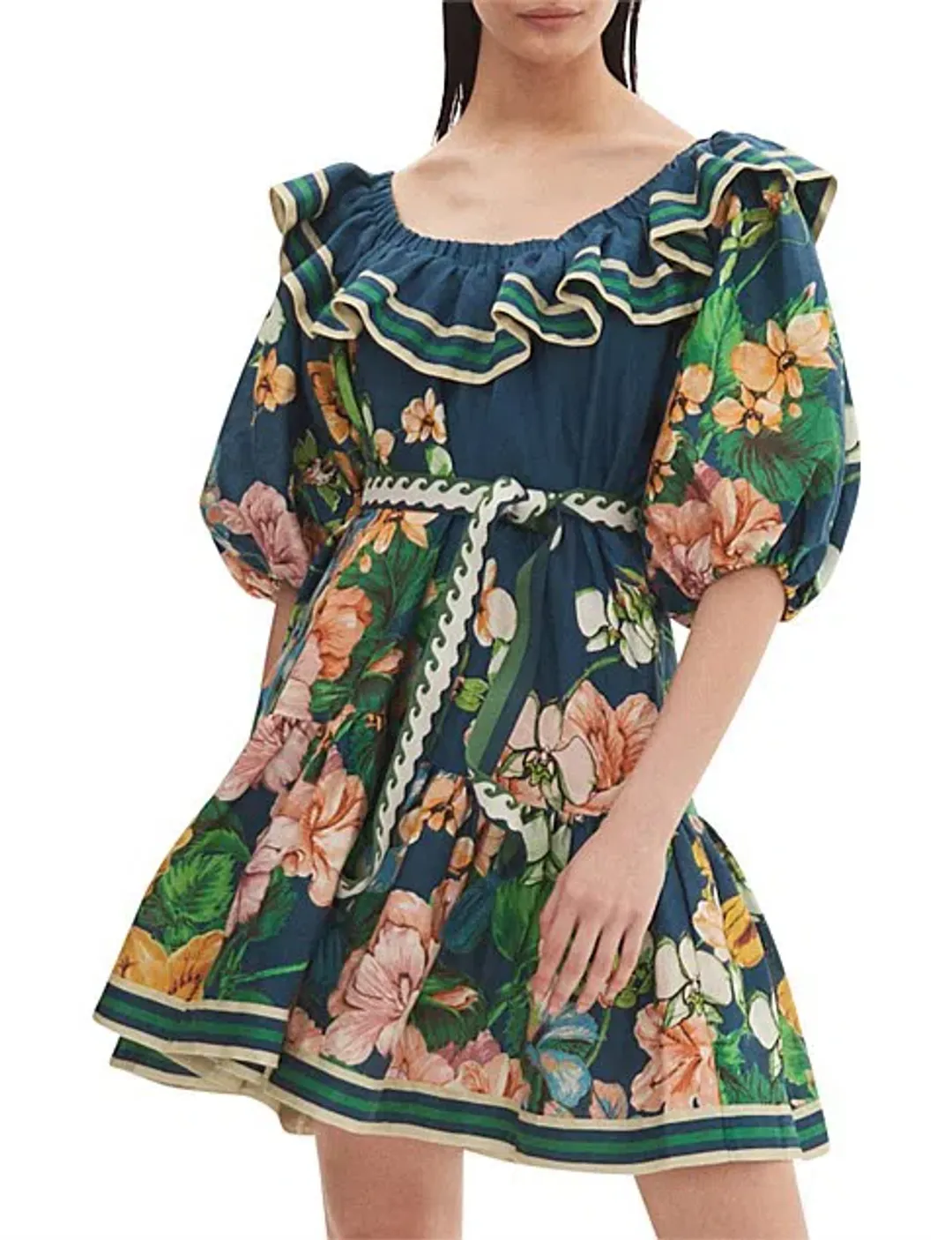 Alémais Lyla Frill Neck Mini Dress Floral Size 8  for rent on The Volte - main image
