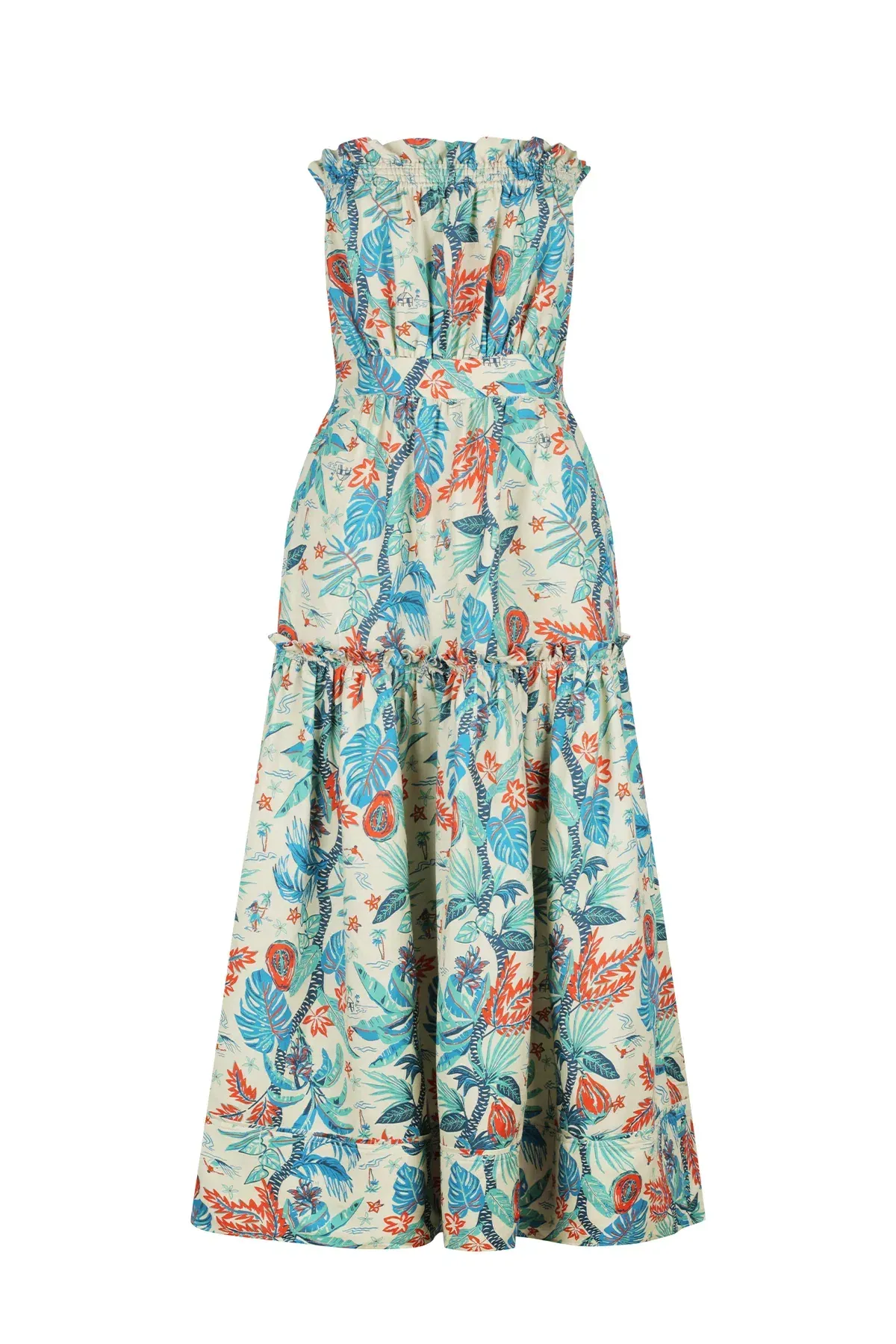 Shona Joy Mahalo Linen Strapless Midi Dress Print Size 8 / S - Image 5