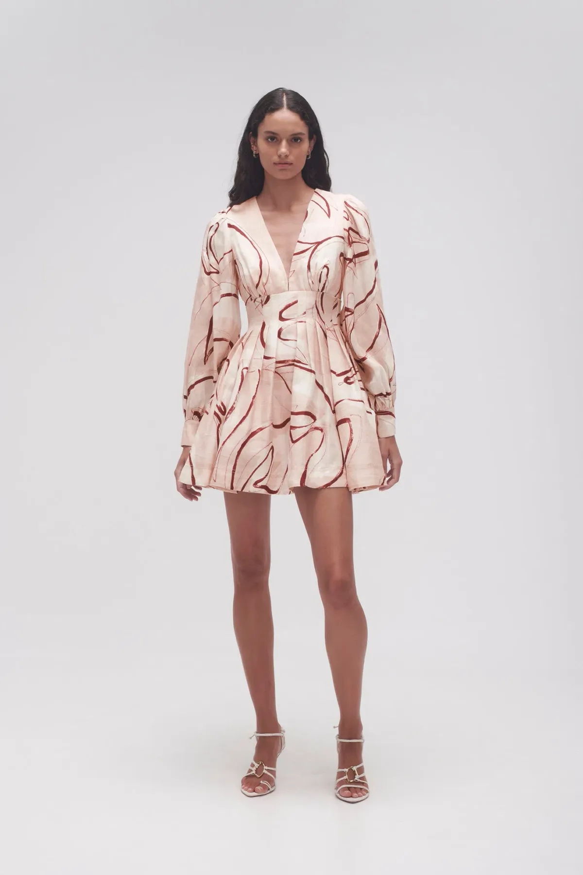 Aje Amelia Plunge Mini Dress Print Size 10  - Image 3