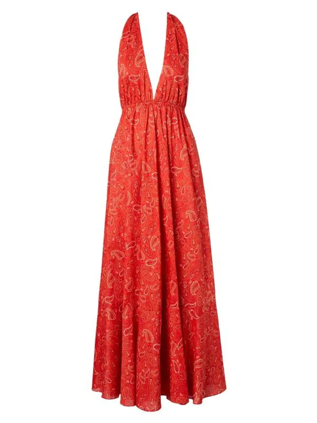 Scanlan Theodore Cotton Paisley Halter Dress Red Size AU 8 for rent on The Volte - main image
