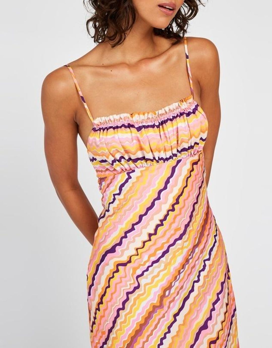 By Johnny Elle Bias Midi Dress Rainbow Drip Print Size 6 for rent on The Volte - main image