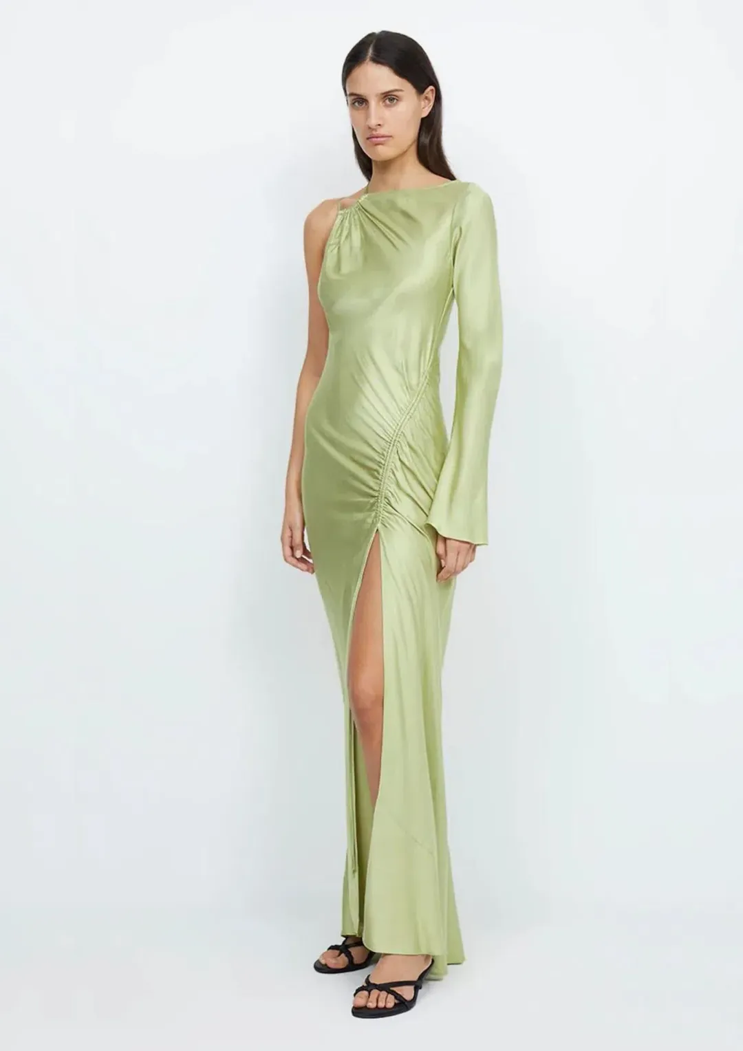 Bec & Bridge Kai Asym Maxi Dress Pear Green Size AU 8  for rent on The Volte - main image