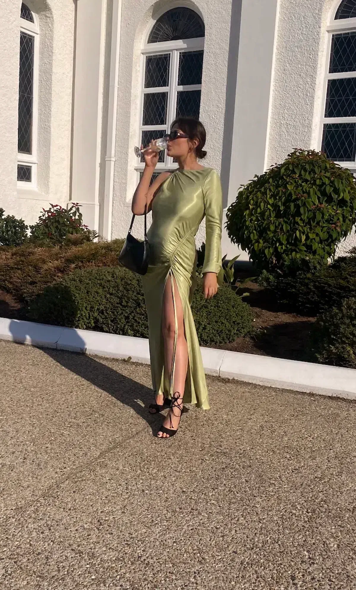 Bec & Bridge Kai Asym Maxi Dress Pear Green Size AU 8  - Image 3