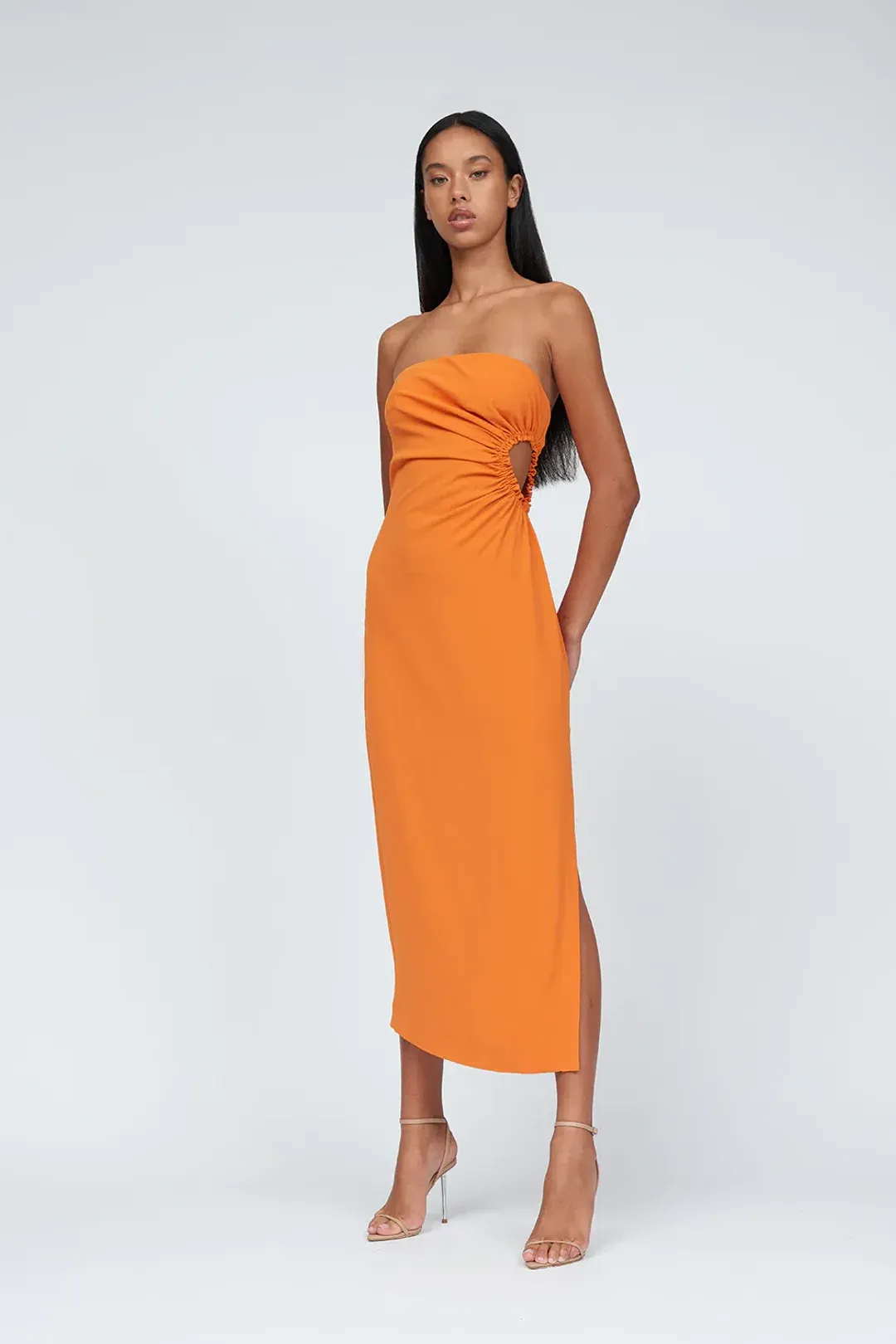 By Johnny Selena Strapless Dress in Mandarin Size 12 for rent on The Volte - main image