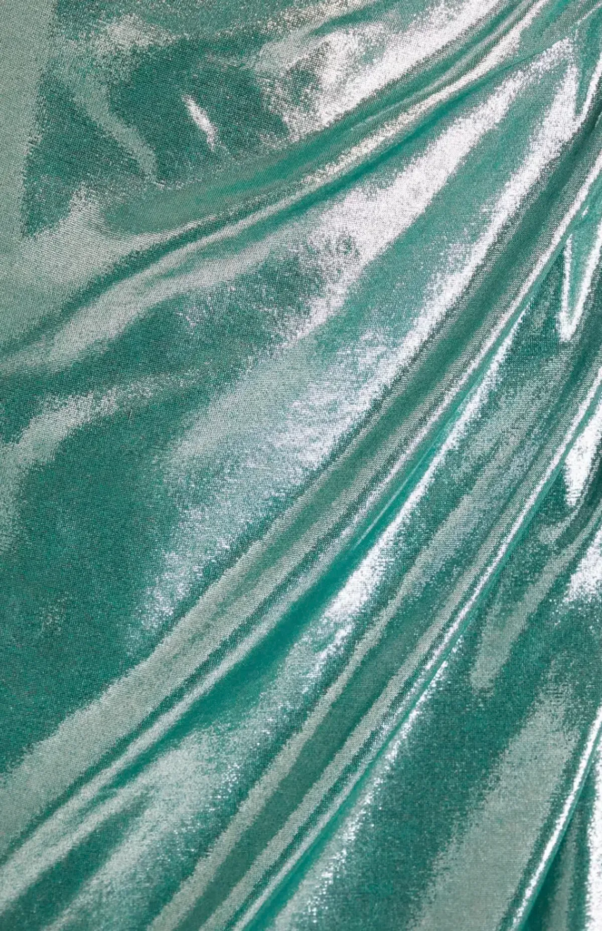 Marchesa Notte One-Shoulder Ruched Metallic Stretch-Jersey Gown Metallic Green Size 10 - Image 4