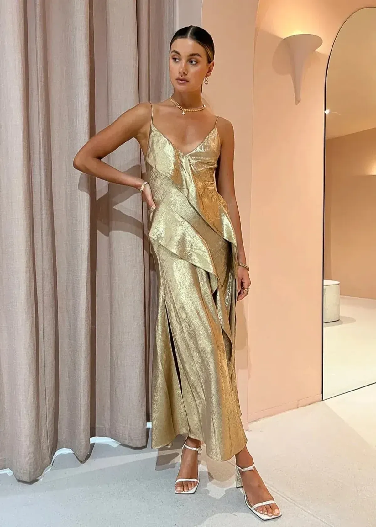 Acler Queensbridge Dress Gold Size AU 10 - Image 1