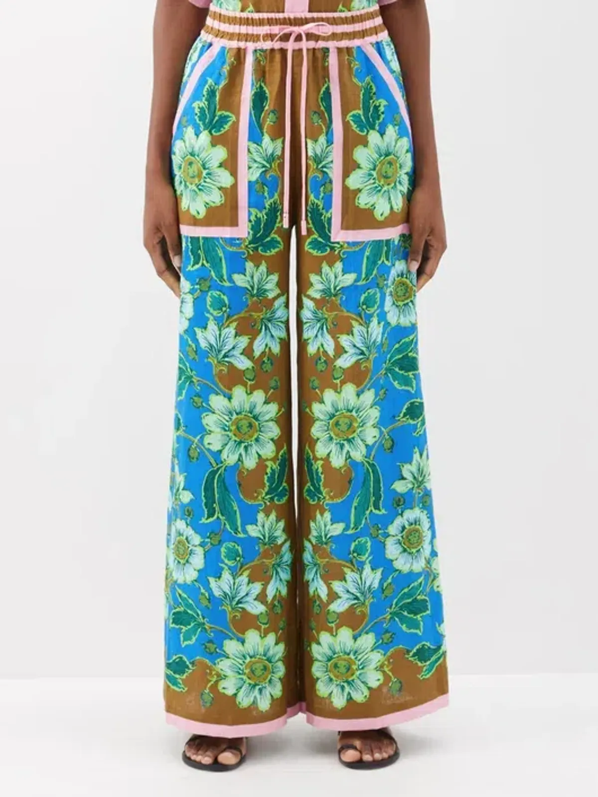 Alemais Winnie Floral Spliced Blue Brown Shirt and Pant Two Piece Set Floral Size 10  - Image 5