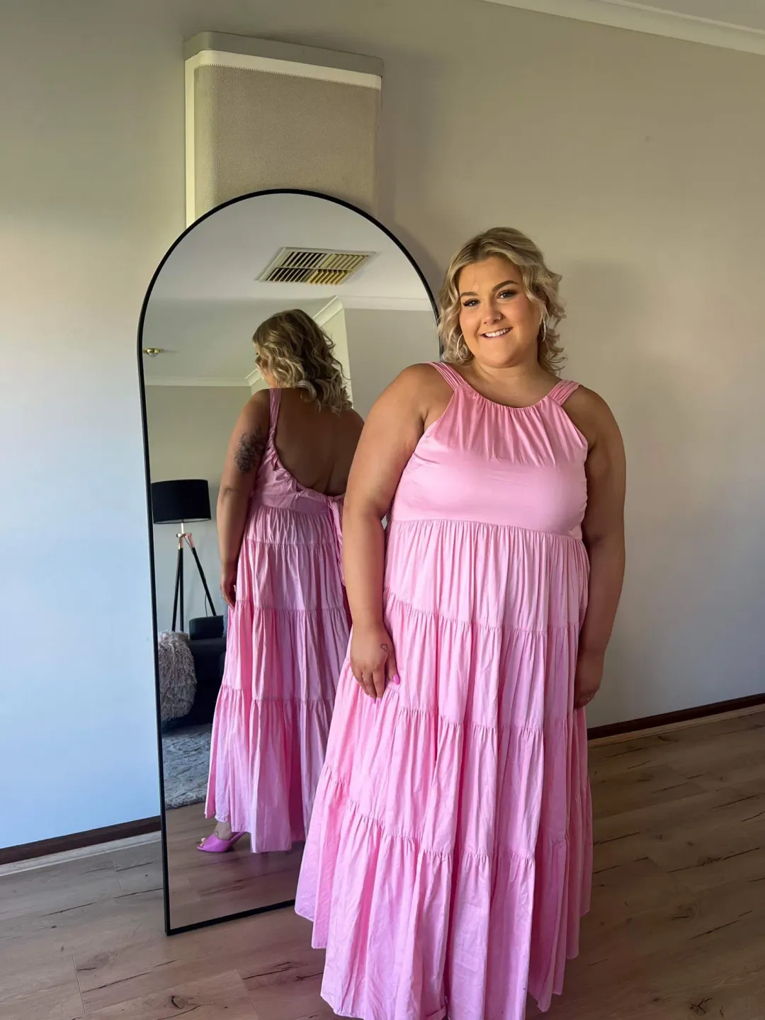 Aje Marguerite Tie Back Maxi Dress Pink Size 16 / XL for rent on The Volte - main image