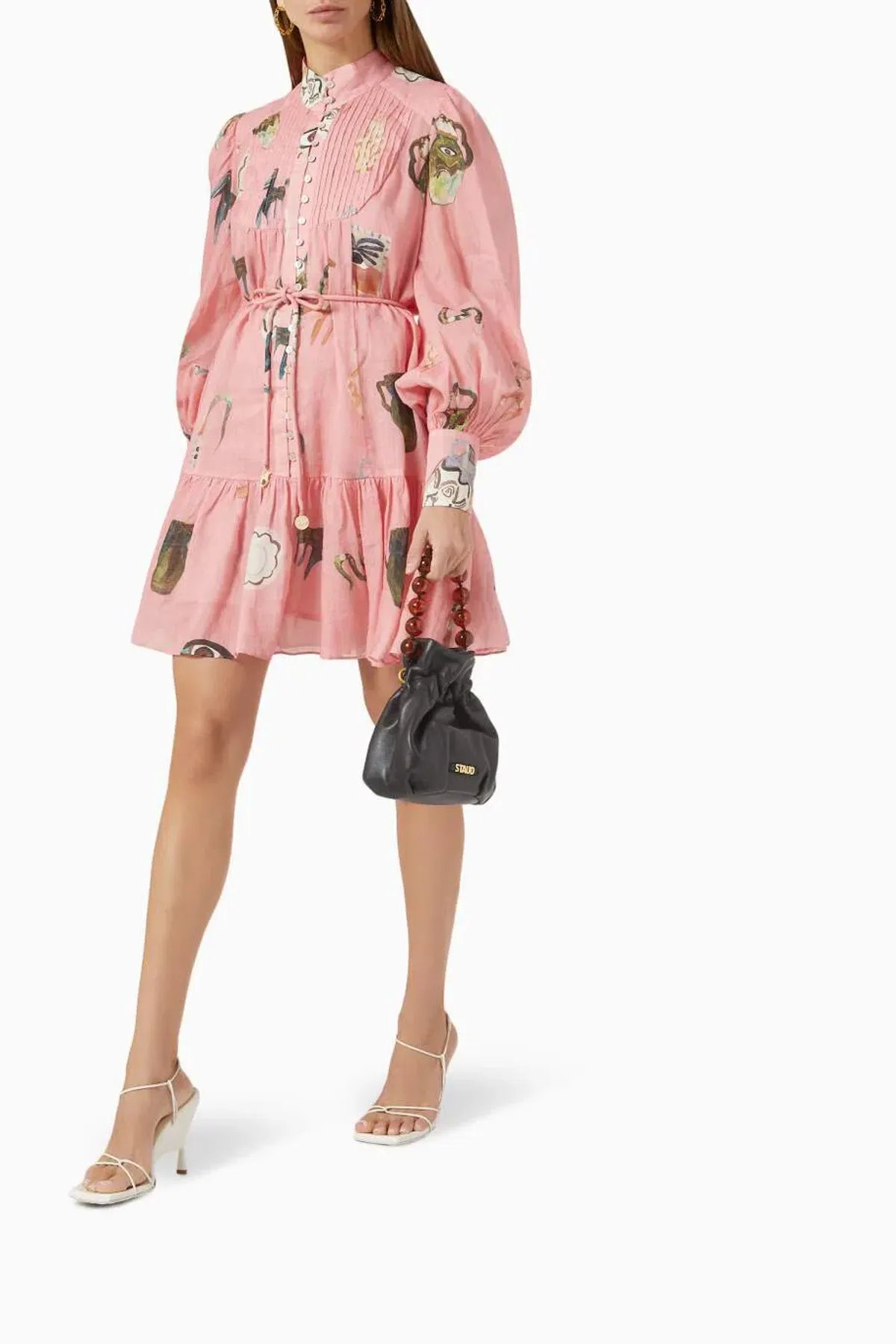 Alemais Cleo Smock Mini Dress Pink Size 8 AU - Image 5