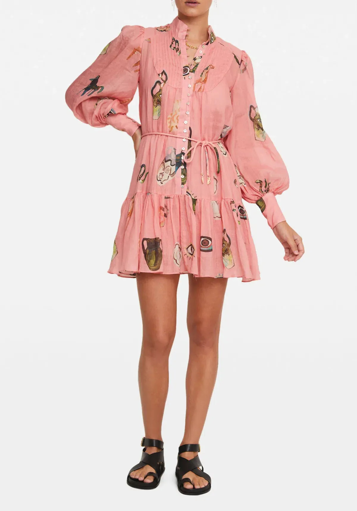 Alemais Cleo Smock Mini Dress Pink Size 8 AU - Image 10