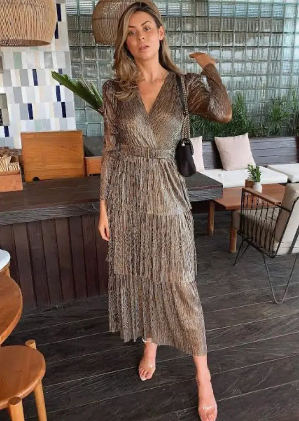 Sheike All That Sparkles Dress Bronze Size 10 - Image 3