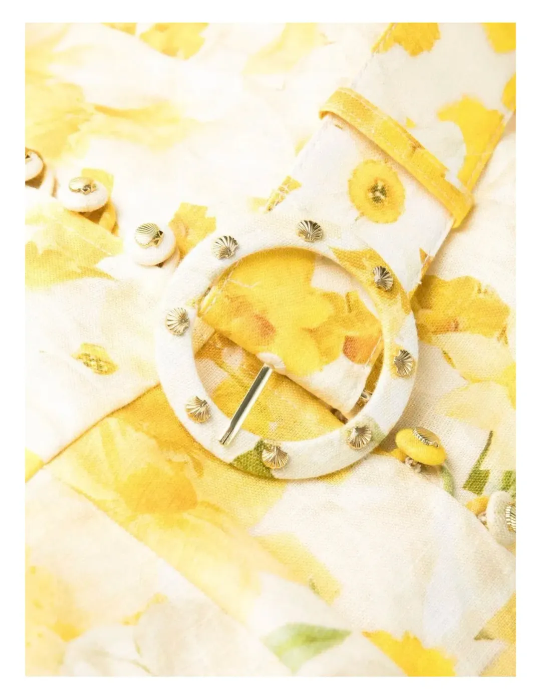Zimmermann Wonderland Belted Floral-Print Linen Mini Dress in Yellow Size 1/Au 10 for rent on The Volte - main image