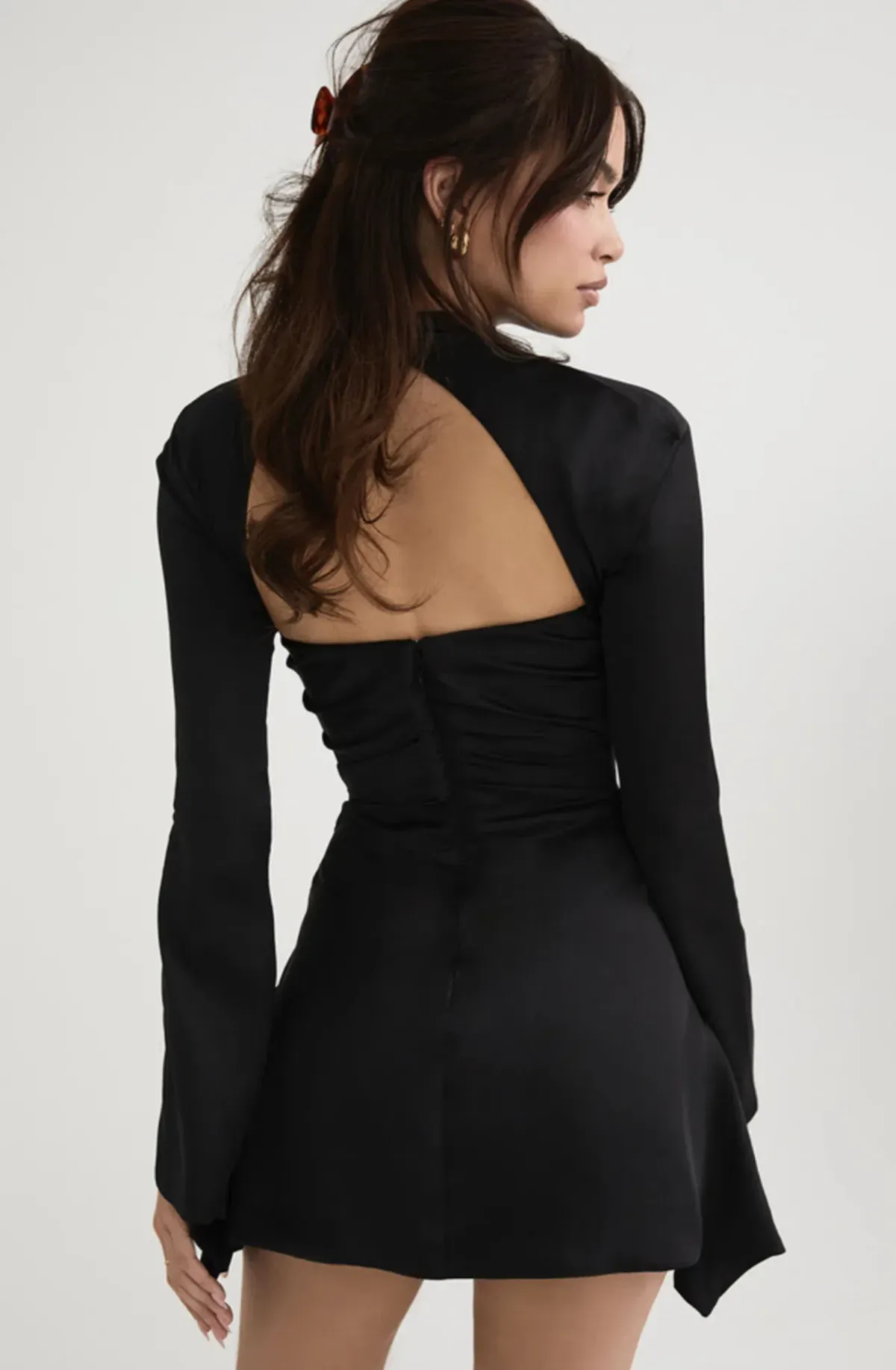 House Of CB Toira Draped Corset Mini Dress Black Size 8 - Image 3