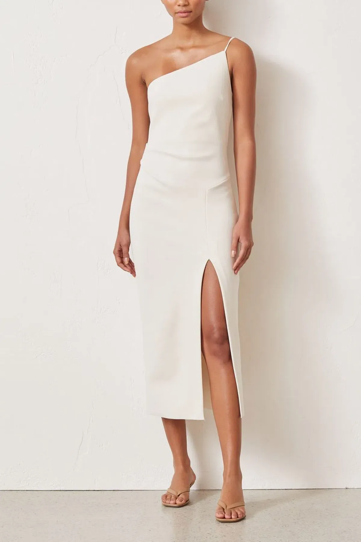 Bec & Bridge Dominique Asymmetric Midi Dress Cream Size AU 10 - Image 1