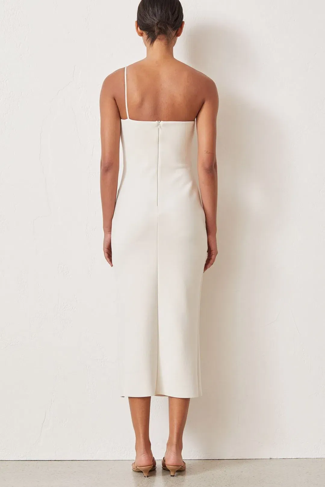 Bec & Bridge Dominique Asymmetric Midi Dress Cream Size AU 10 for rent on The Volte - main image