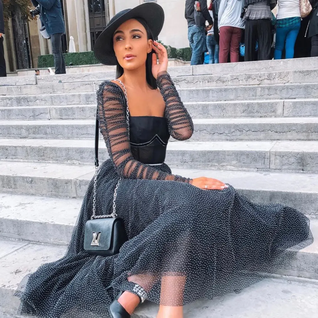 Rachel Gilbert Orlando Gown Black Print Size 8 for rent on The Volte - main image