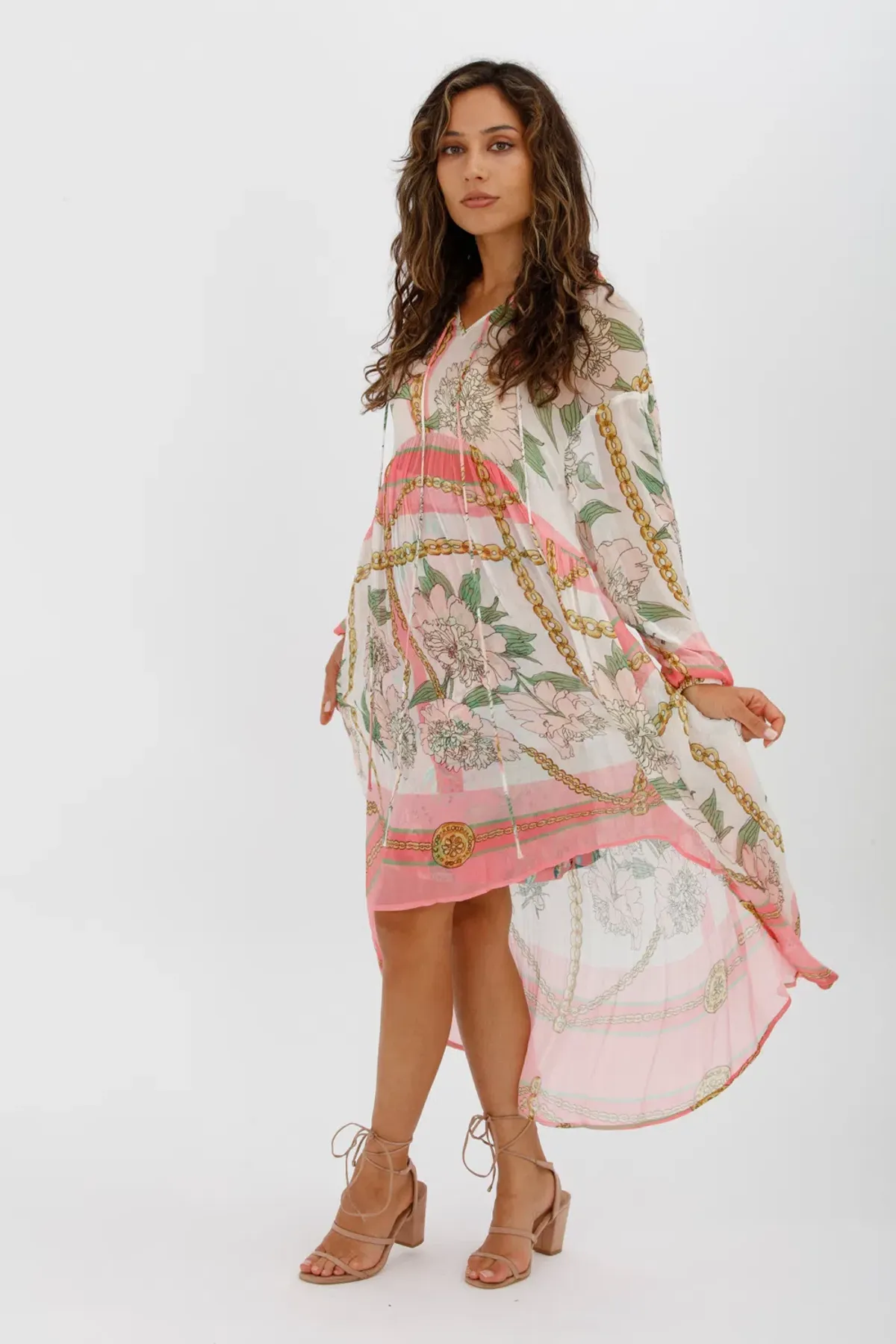 Trelise Cooper Turning Point Dress Pink Floral Print Midi Dress Size M/Au 12 - Image 4