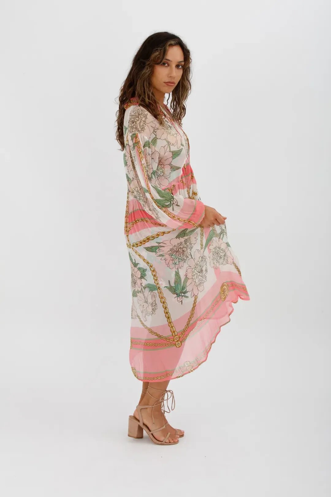 Trelise Cooper Turning Point Dress Pink Floral Print Midi Dress Size M/Au 12 for rent on The Volte - main image