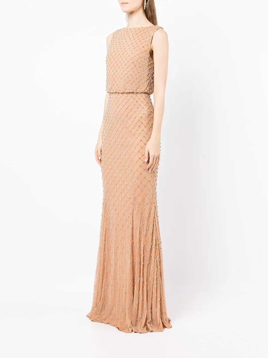 Rachel Gilbert Ada Gown Crystal-embellished Beige Size AU 12 for rent on The Volte - main image