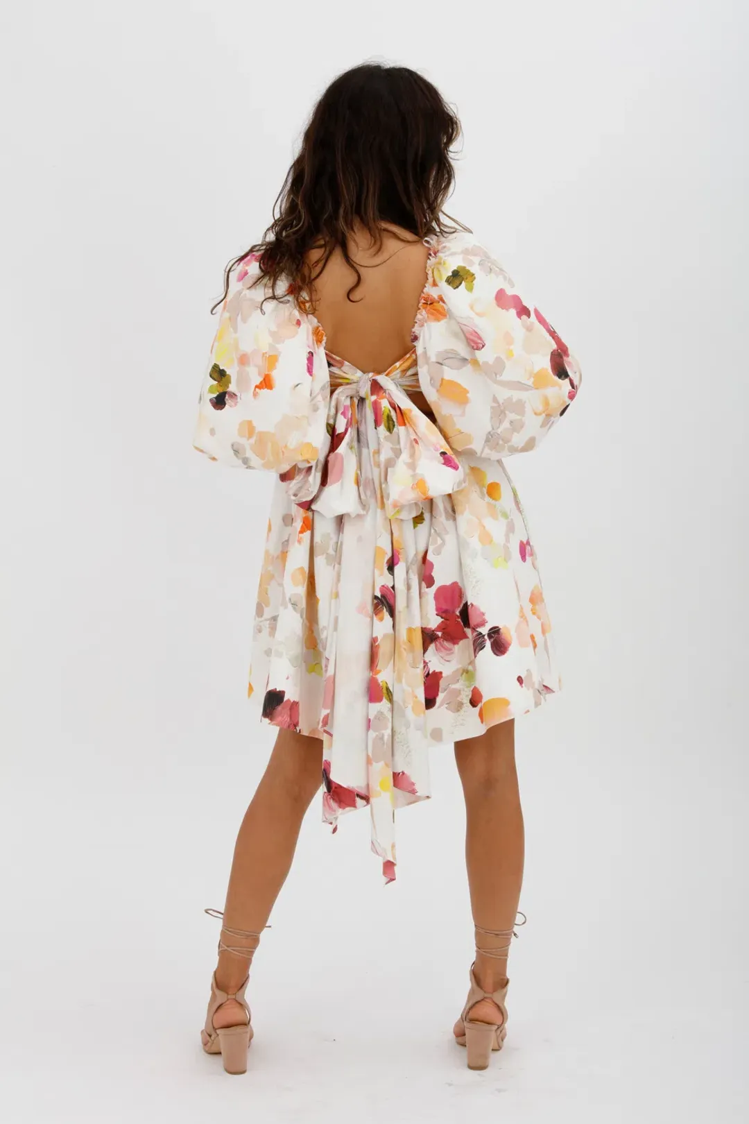 AJE Dassia Puff Sleeve Mini Dress Floral Print Size 10 for rent on The Volte - main image