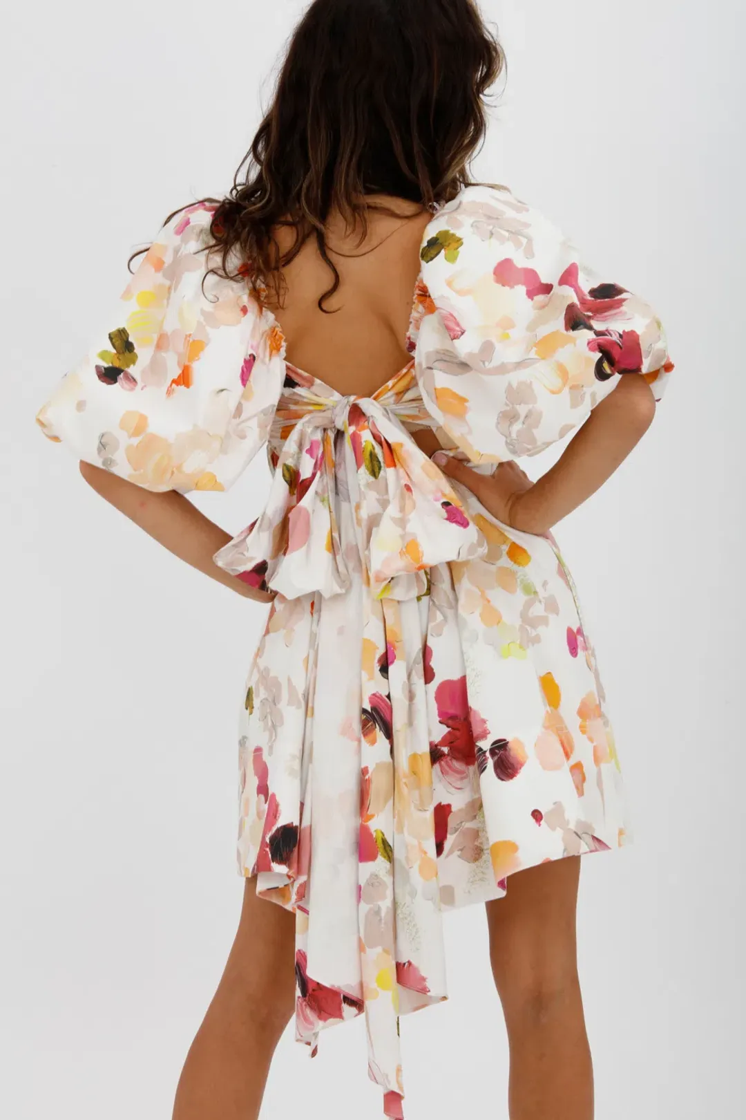 AJE Dassia Puff Sleeve Mini Dress Floral Print Size 10 for rent on The Volte - main image