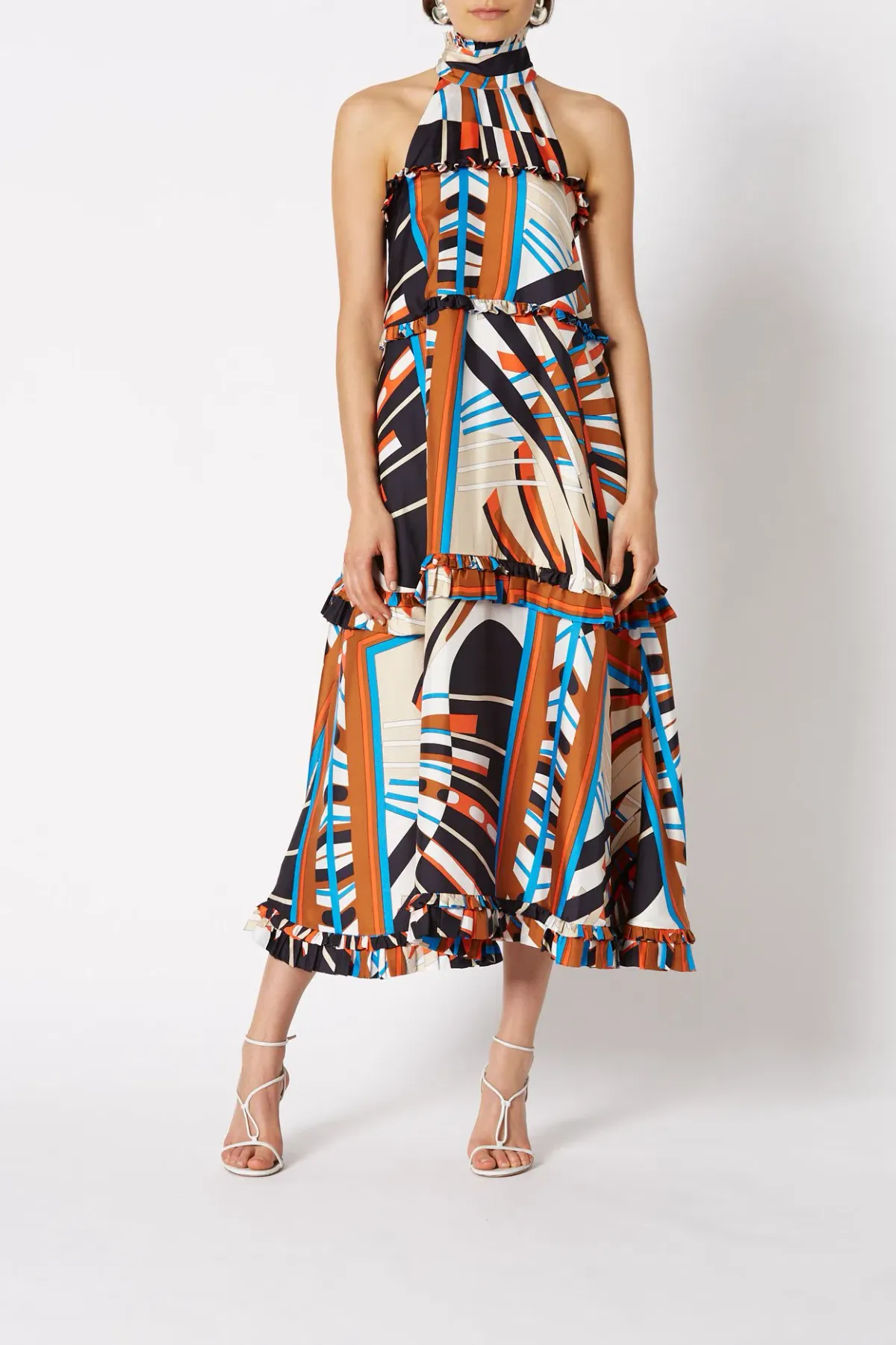 Scanlan Theodore Silk Geometric Dress Multi Size 12 - Image 1