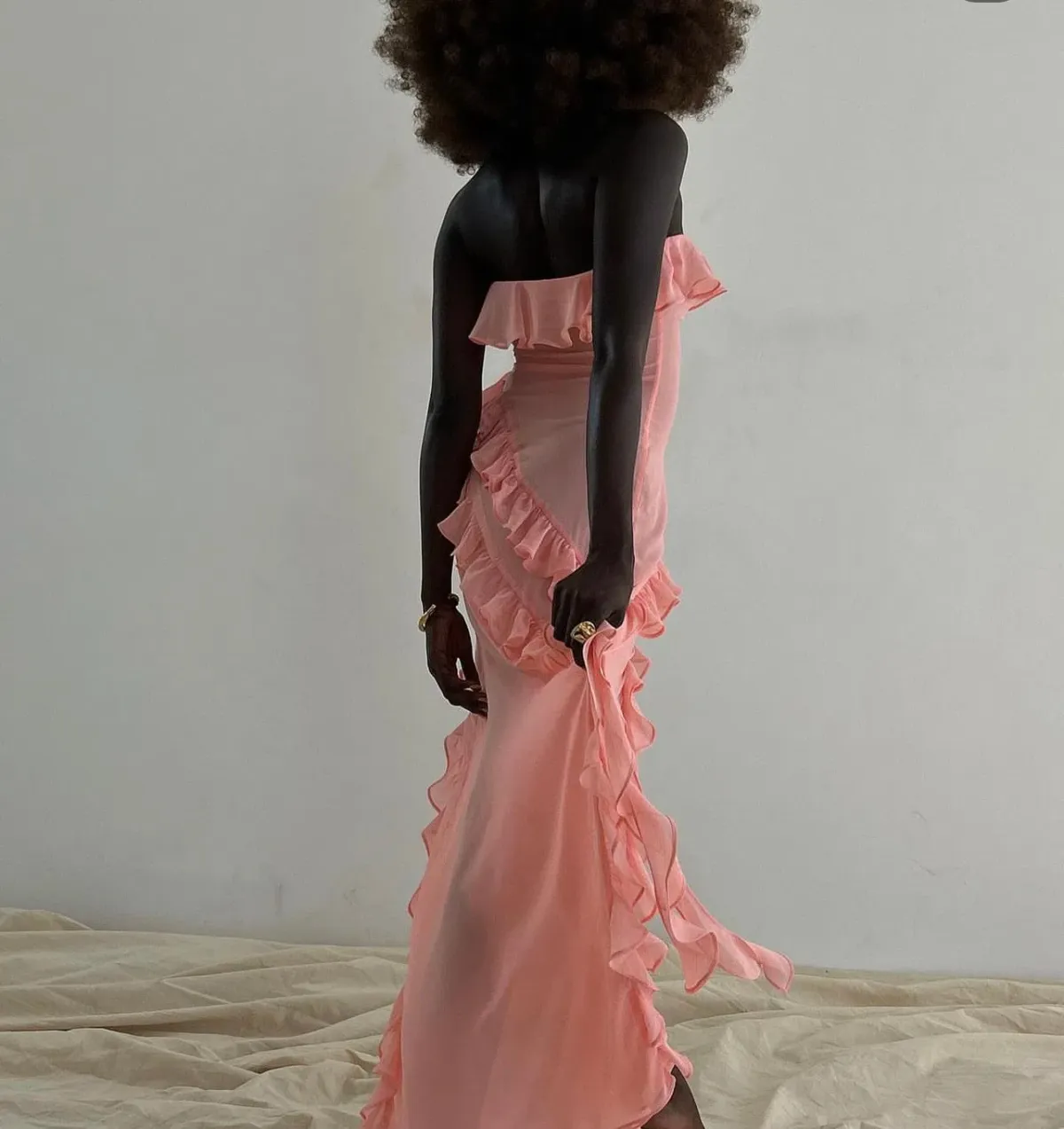 House of CB Sarina Ruffle Maxi Dress in Apricot Size 8 - Image 2