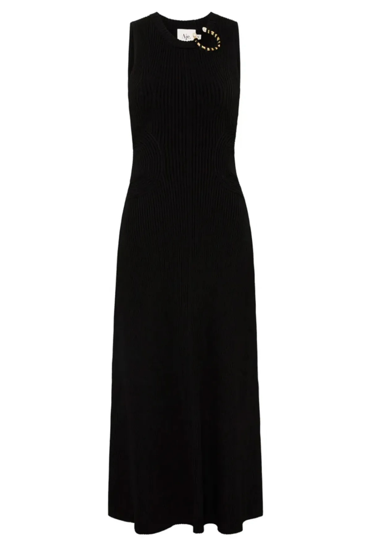 Aje Crescent Knit Midi Dress Black Size 10 / M - Image 4