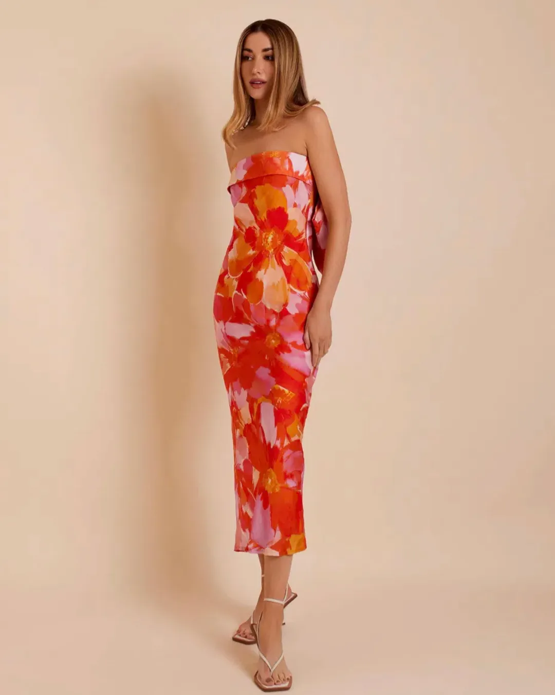 Lover Annika Bow Slip Midi Dress Floral Size 14 for rent on The Volte - main image