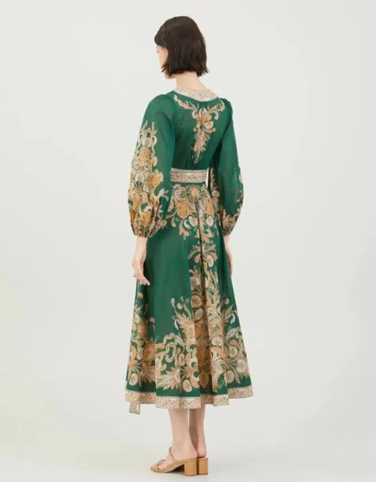 Zimmermann Devi Wrap Midi Dress Emerald/Paisley Size 1 / AU 8-10 - Image 2