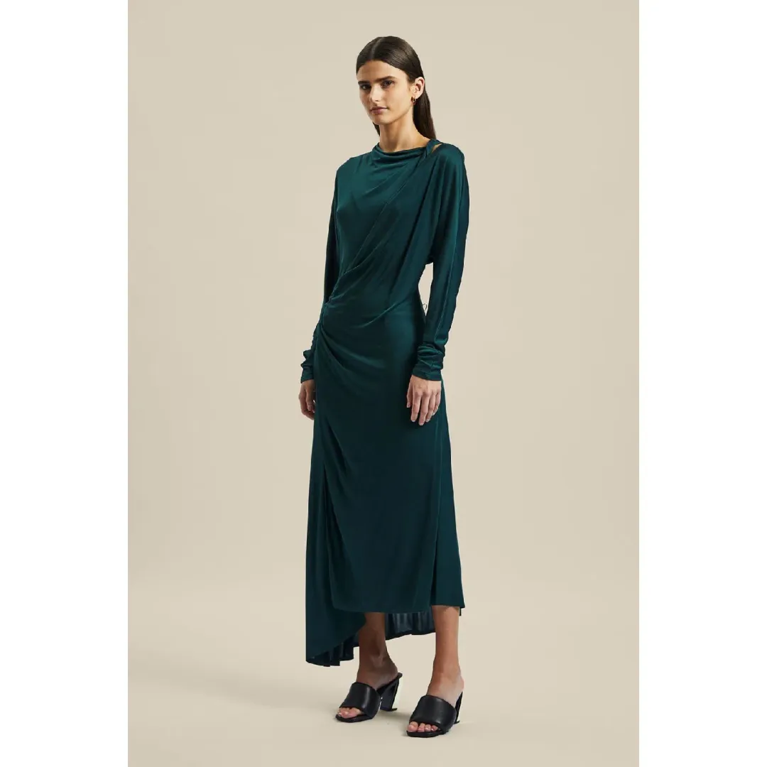 Ginger & Smart Coalesce Twist Front Dress Forest Green Size XS / Au 6 for rent on The Volte - main image